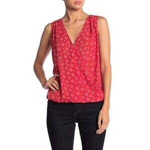 Collective Concepts Women Surplice Sleeveless High/Low Blouse In Red Size XS $88